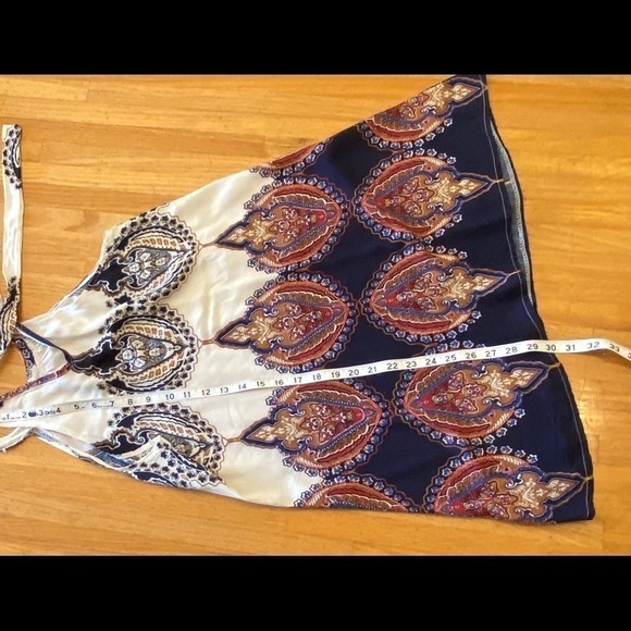 HALTER top mini dress tie back sexy swing a line blue red white - Picture 6 of 7